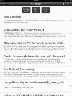 Screenshot di Instapaper su iPad